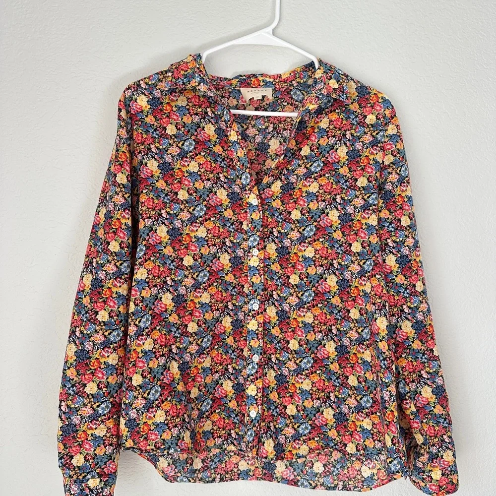 Sézane Pierro shirt in a floral print,  organic cotton. - Picture 2 of 6